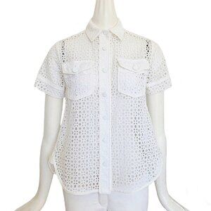 SACAI WHITE EYELET LACE SHORT SLEEVES BLOUSE (1)